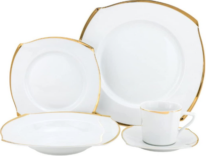 Royalty Porcelain Fancy Square 20pc Dinnerware Set, Bone China