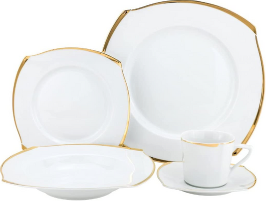 Royalty Porcelain Fancy Square 20pc Dinnerware Set, Bone China
