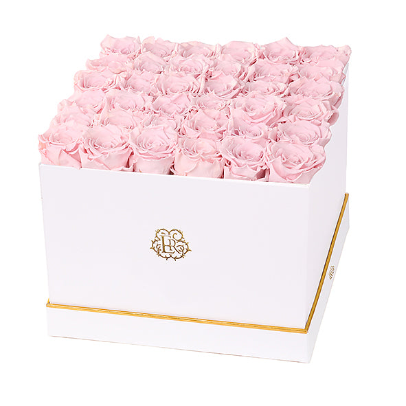 (D) Luxury Long Lasting Roses in a White Box, Preserved Flowers 10'' (Blush)