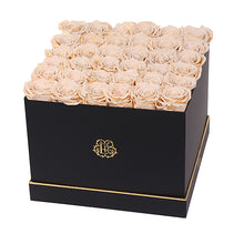(D) Luxury Long Lasting Roses in a Black Box, Preserved Flowers 10'' (Champagne)