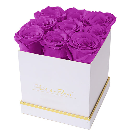 (D) Luxury Long Lasting Roses in a White Box, Preserved Flowers 5.5'' (Orchid)