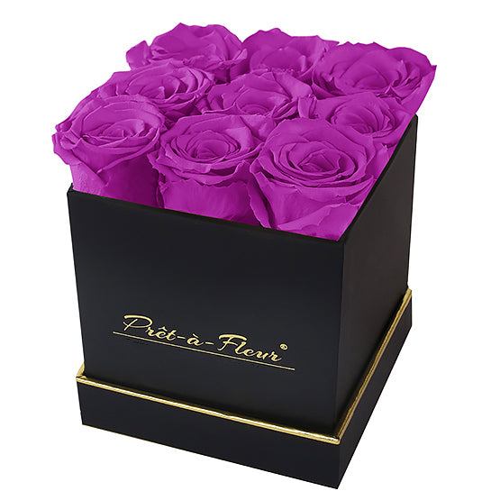 (D) Luxury Long Lasting Roses in a Black Box, Preserved Flowers 5.5'' (Orchid)