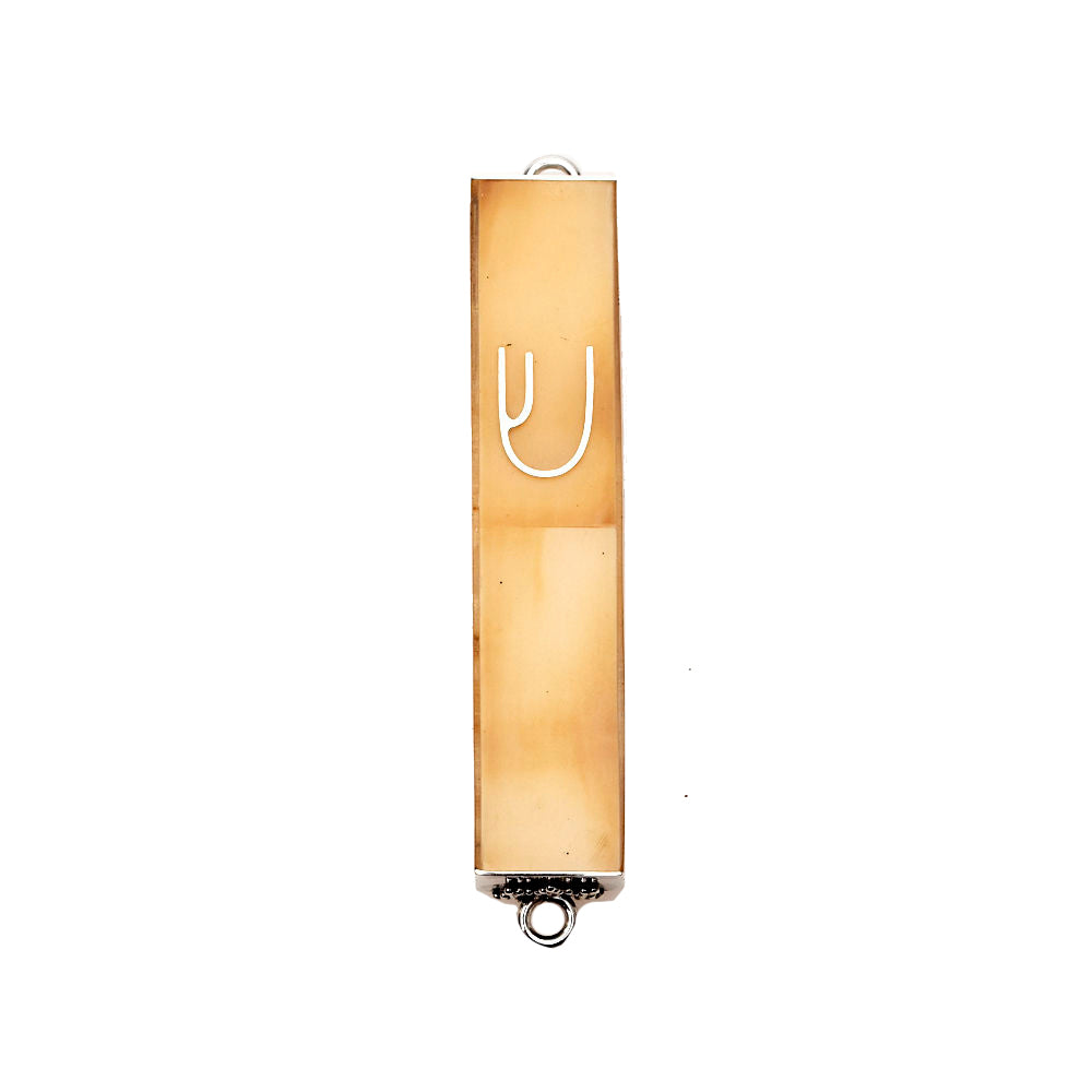 (D) Judaica Sterling Silver Mezuzah Case 3 Inch (Gold Shell)