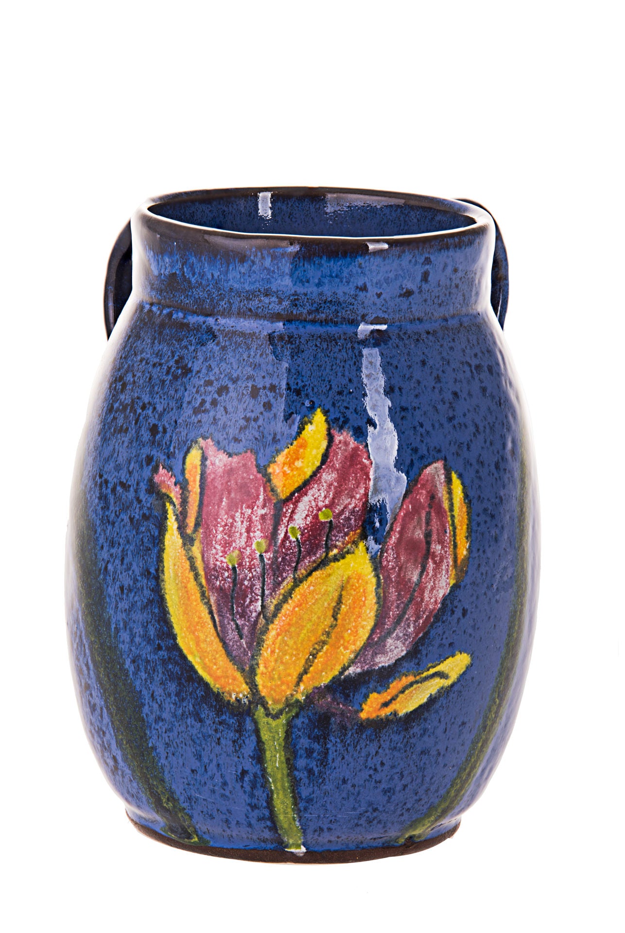 (D) Judaica Stoneware Wash Cup Ceramic Jug 6.25'' (Blue)