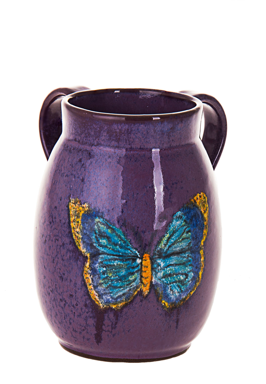 (D) Judaica Stoneware Wash Cup Ceramic Jug 6.25'' (Purple)