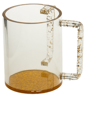 (D) Judaica Wash Cup Clear Negel Vasser Cup Lucite 4 7/8 H (Gold)