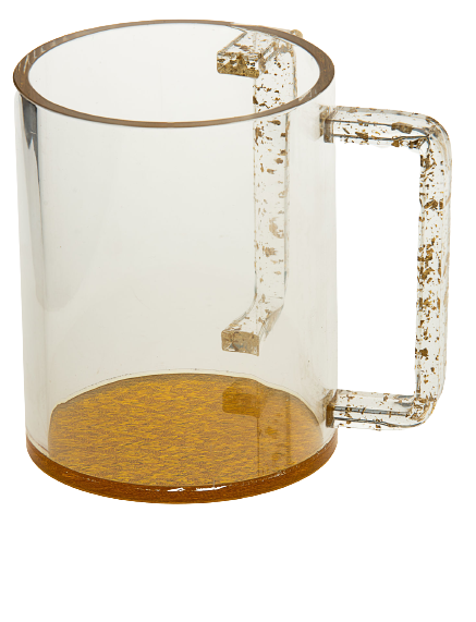 (D) Judaica Wash Cup Clear Negel Vasser Cup Lucite 4 7/8 H (Gold)