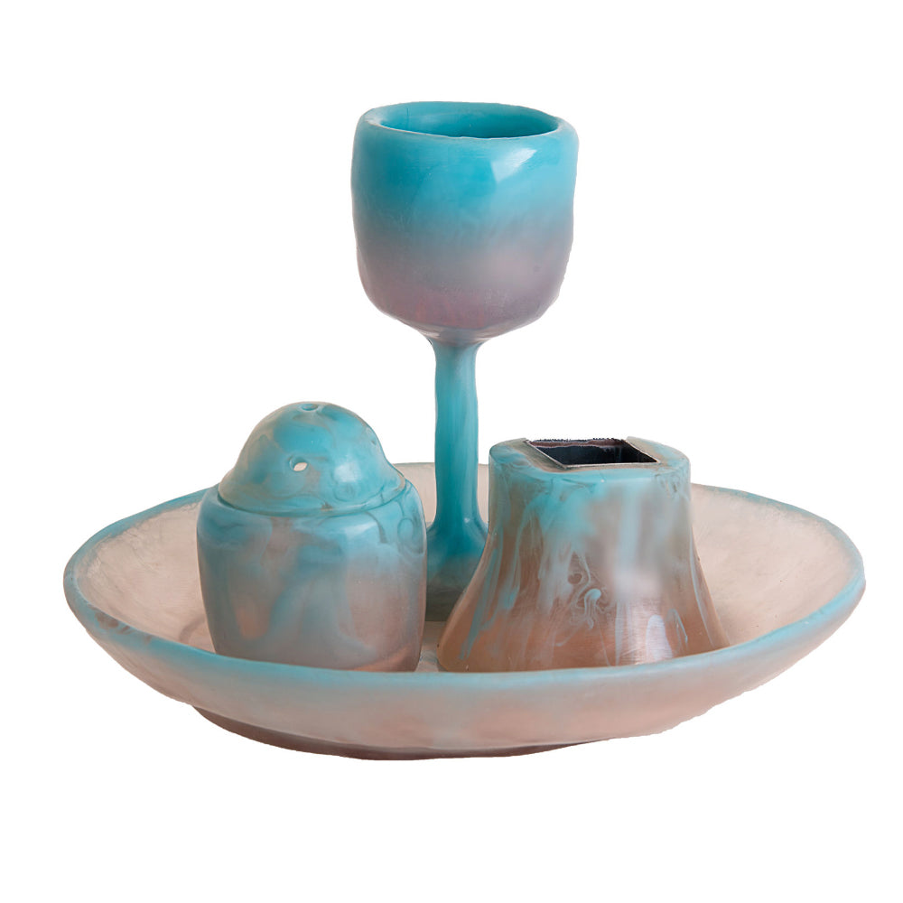 (D) Judaica Resin Havdallah Set for Shabbat (Turquoise)