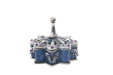 (D) Judaica Dreidel Jeweled Enamel Jewish Chanukah Holiday Decor (Blue)