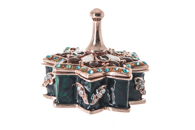 (D) Judaica Dreidel Jeweled Enamel Jewish Chanukah Holiday Decor (Green)