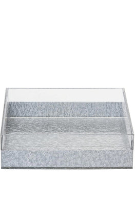 (D) Judaica Napkin Holder Lucite 8x8 inch For Table (Silver)