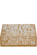 (D) Judaica Napkin Holder Flakes Lucite 8x8 inch (Gold)