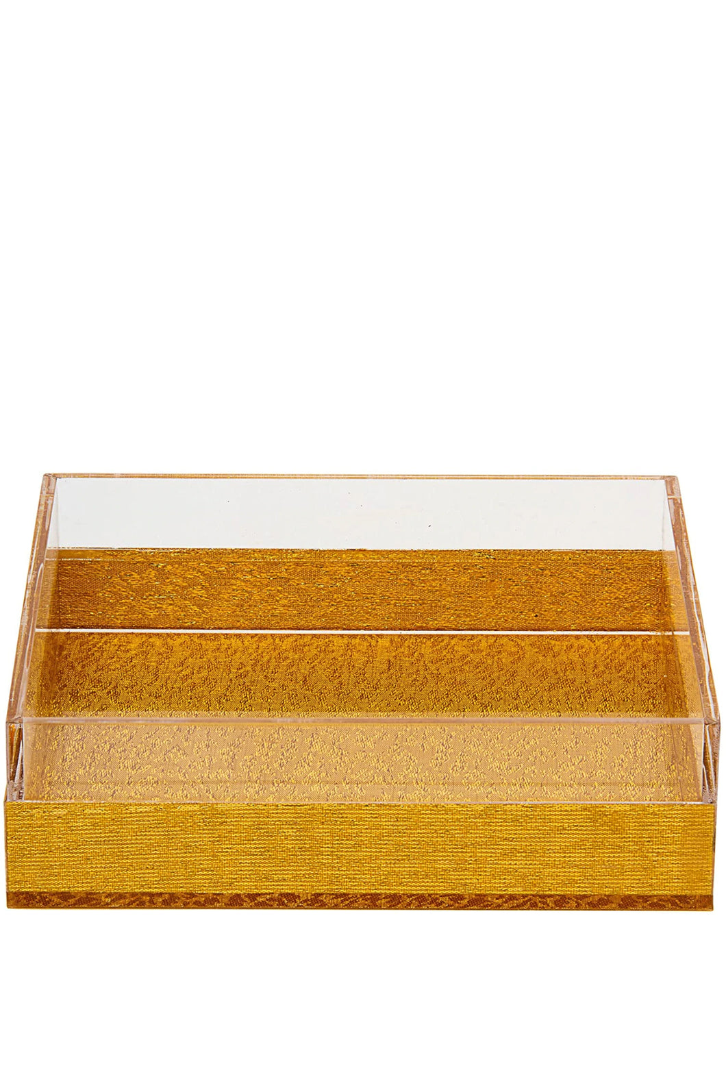 (D) Judaica Napkin Holder Lucite 8x8 inch For Table (Gold)