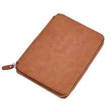 (D) Leatherette Zippered Notebook in Case Organizer, Gift for Boss (Brown)