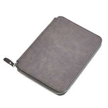 (D) Leatherette Zippered Notebook in Case Organizer, Gift for Boss (Silver)