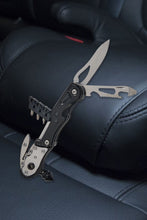 (D) Black Mini Glass Breaker with Multi Tools Camping, 6" L for Bike or Car
