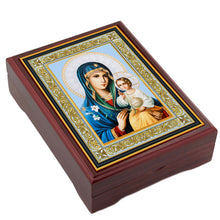 (D) Premium Wooden Icon Box - Keepsake Box for Prayer Beads, Rosary, and Jewelry 5 1/16 inches (11 Box Styles)