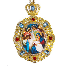 (D) Sparkling Gold Icon Pendant: Room Wall Ornament - Handcrafted Jeweled with Dazzling Faux Crystals 5" x2 3/4" (23 Pendant Styles)