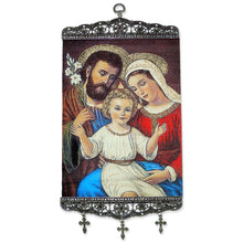 (D) Premium 17"x8" Tapestry Icon Banner with Three Bar Crosses - Stunning 17-Inch Tall Religious Wall Art (22 Tapestry Styles)