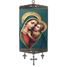 (D) Divine Catholic Icon Tapestry Banner with Crosses Home Large Tapestry Icon Banner 17 3/4"x8" Religious Decor (5 Tapestry Designs)