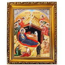 (D) Hanging Wooden Gold Foil Frame with Icon - 9 1/2" x 7 1/2" - Elegant Orthodox Religious Home Decor Accent (15 Icons Styles)