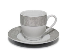 Royalty Porcelain 12pc Silver Crocodile Coffee Set, 6 Cups and Saucers Porcelain