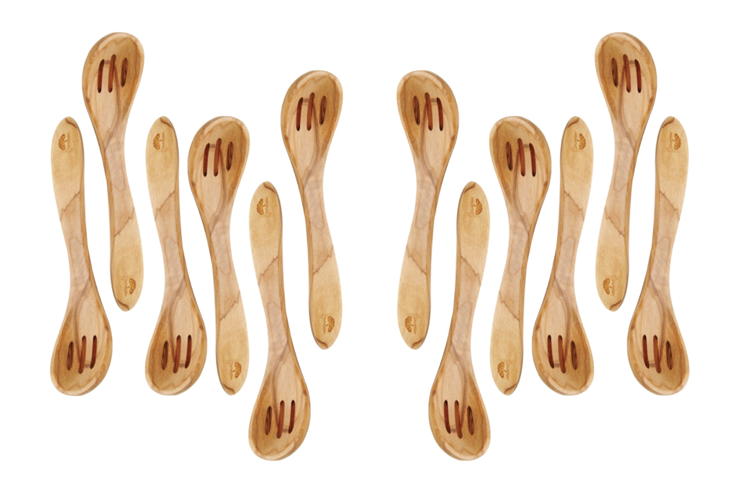 8 Inches Wooden Olive Curved Spoon, Vintage Hand Made Cooking Spoon Set of 6 or 12