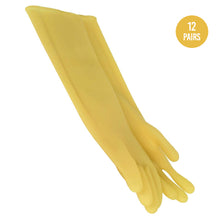 Reusable Cleaning Rubber 9" X 16" Gloves Yellow for Janitorial (12 Pairs Right +Left)
