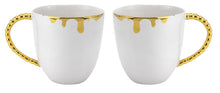 Royalty Porcelain Fluid Design Coffee Tea Mugs 2 pc, Modern Mugs Design (Gold)