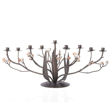 (D) Judaica Bronze Narcissus Menorah 13.5'' Chanukah Candle Holder