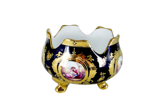 Royalty Porcelain Footed Bowl with 24K Gold 'Second Date' Limoges China (5x7)