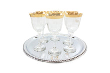 Italian Collection Crystal 24K Gold Rimmed Wine Goblet Glasses, Vintage Pattern