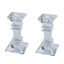 (D) Judaica Set of 2 Crystal Taper Candleholder Clear Modern (5,9'')