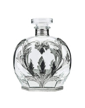Medieval Decanter, Crystal Glass With Pewter, Oval Silver Leaves