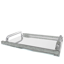 (D) Judaica Crystal Mirror Tray with Handles for Coffee Table 16.5" (White)