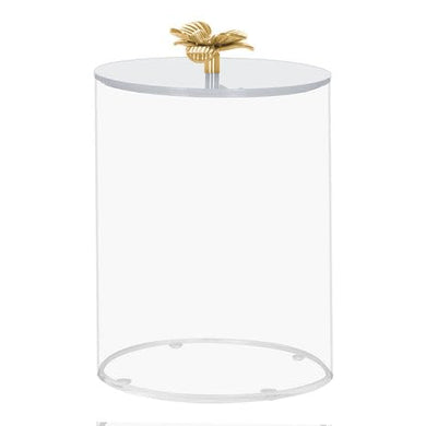 Gifts Plaza (D) Cookie Jar White Lid and Gold Flower Handle Decorative for Kitchen (Medium)