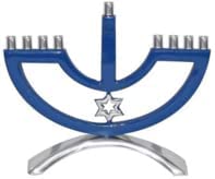 (D) Judaica Candle Menorah with Star of David Enamel