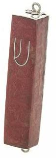 (D) Judaica Sterling Silver Mezuzah Case 3 Inch (Red Coral)