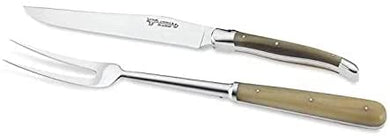(D) Laguiole Carving Set with Fork (Solid Horn Handle)