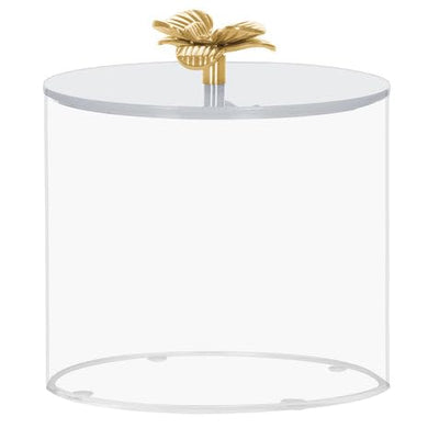 Gifts Plaza (D) Cookie Jar White Lid and Gold Flower Handle Decorative for Kitchen (Small)