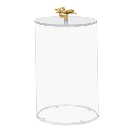 Gifts Plaza (D) Cookie Jar White Lid and Gold Flower Handle Decorative for Kitchen (Large)