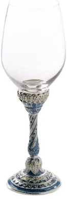 (D) Judaica Cari Kiddush Cup with Blue Enamel Jeweled Stone For Shabbat