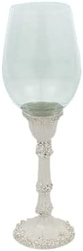 (D) Judaica Alba Kiddush Cup White Jeweled Enamelware Glass 9.5 In