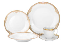 Royalty Porcelain 20 pc Dinnerware Set with Gold Floral Ornament