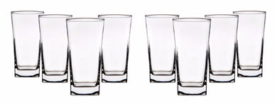 Clear Series 16 oz Square Highball Beverage Drinking Glasses (Set of 8)