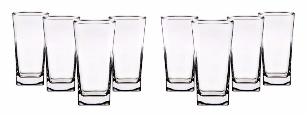 Clear Drinking Glasses 8 TOTAL, Set of Four 10 oz and Set of Four 16 oz