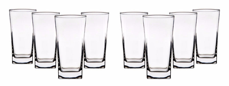 Red Series 16 oz Square Highball Beverage Drinking Glasses (Set of