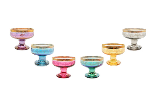 Italian Collection 'Rainbow' Crystal Colored Ice Cream Bowl, Dessert Cup Vintage