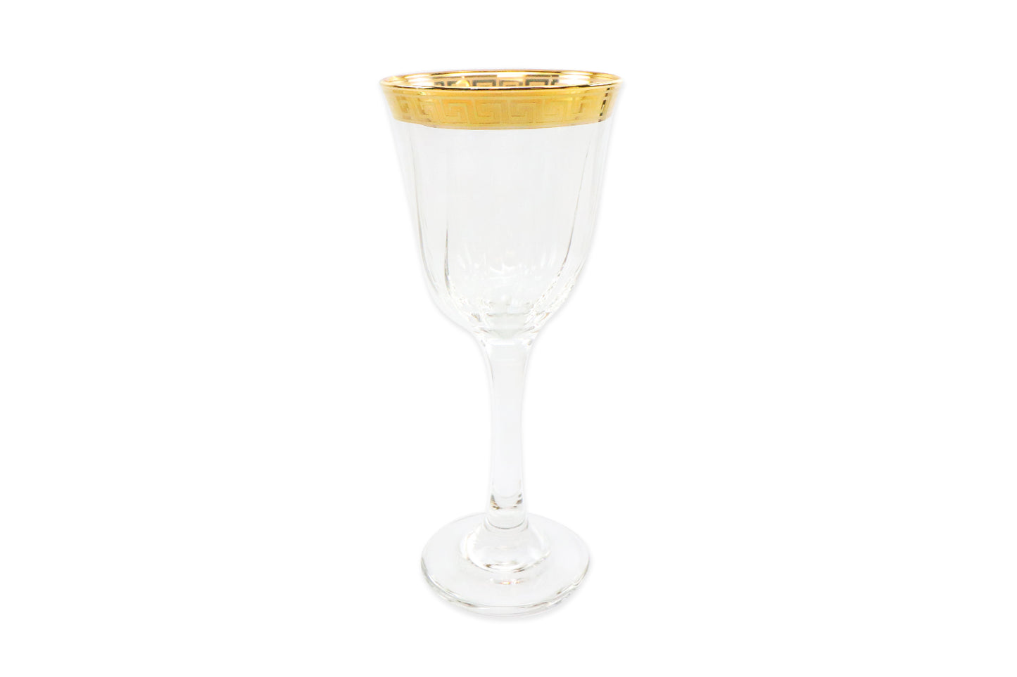 Italian Collection Crystal 24K Gold Rimmed Wine Goblet Glasses, Vintage Pattern