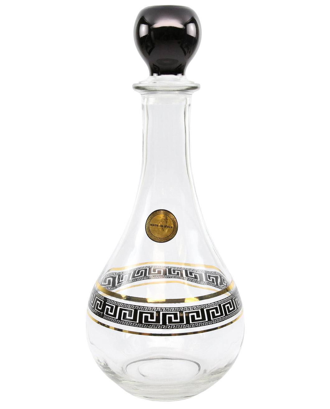 ArtDecor Greek Key, 30 Oz 'Lotus Silver' Old-Fashioned Whiskey Crystal Decanter